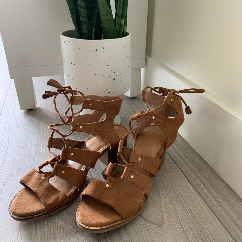 Brown suede heels